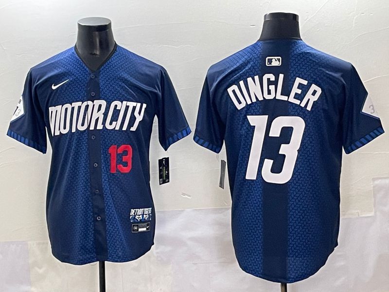 Men 2025 Detroit Tigers #13 Dingler Blue City Edition Nike MLB Jersey style 3